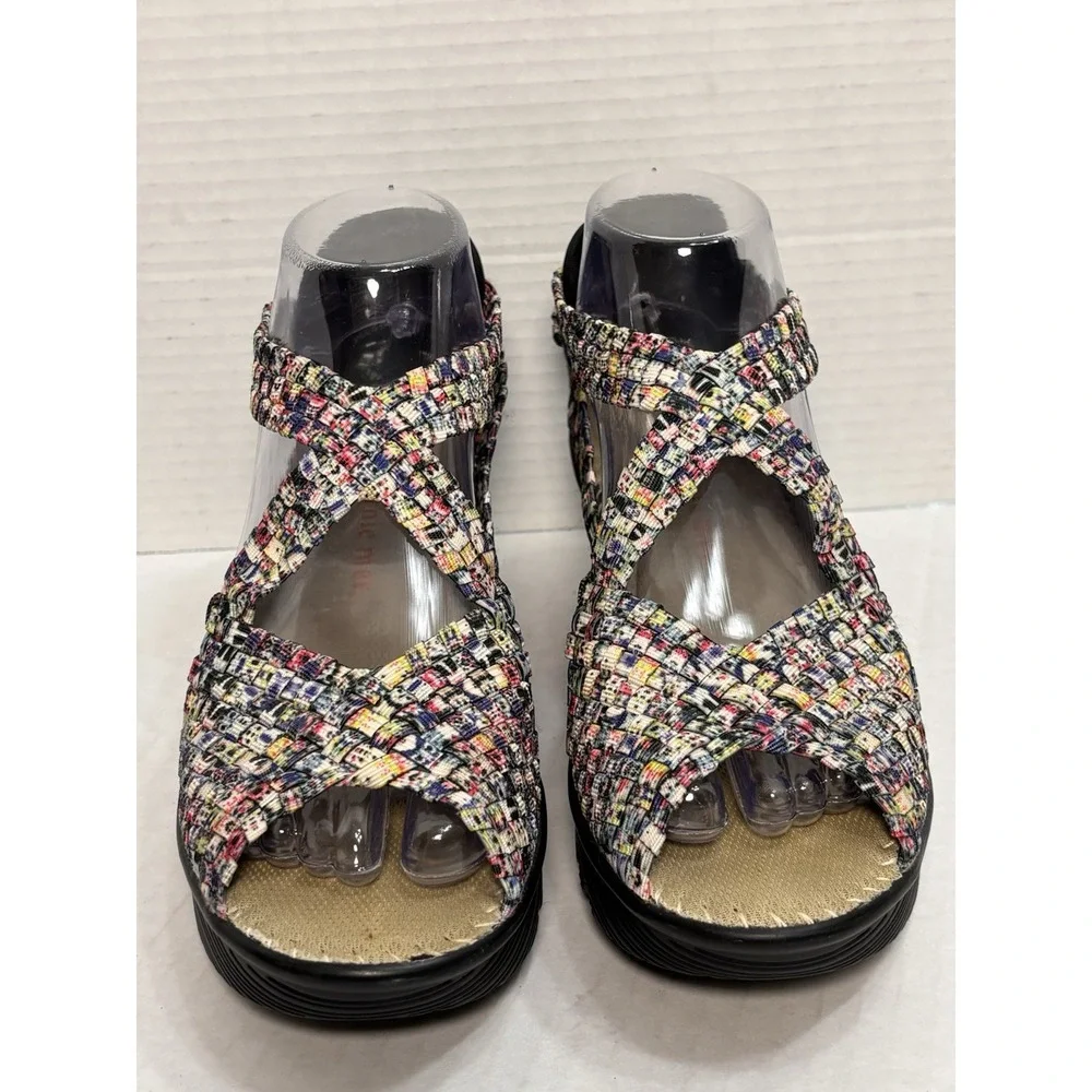Bernie Mev Drake‎ Woven Elastic Wedge Sandals Floral Criss Cross Womens 39 US 8